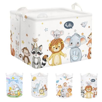 Clastyle Cute Animals Baby Laundry Hamper Kid Storage Basket Boy Girl Gift Toy Box Collapsible Large Clothes Organizer Nursery Bin for Bedroom, Star, 40 * 30 * 30 cm