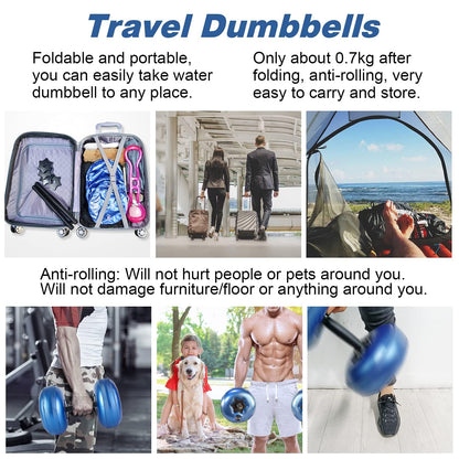 Water Filled Dumbbells Set - Water Filled Weights - Portable Travel Weights - Weights Adjustable Dumbbells - Portable Fitness Equipment - Strength Training - Fitness and Shaping