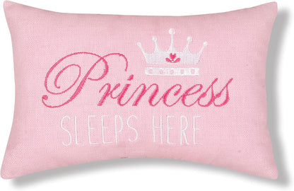 C&F Home Pink Princess Sleeps Here Extra Small Accent Pillow - 6" x 9", Soft Embroidered Novelty Mini Throw Pillow