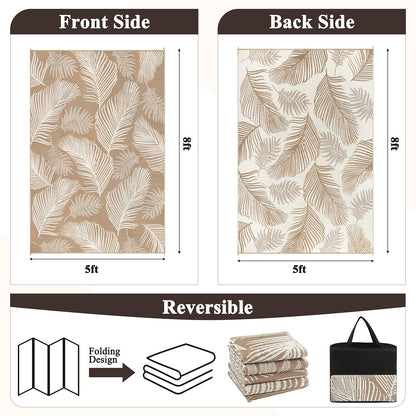 Pauwer Outdoor Rug 5'x8' Waterproof for Patios, Reversible Plastic Straw Rug, Indoor Outdoor Area Carpet RV Mat, Patio Camping Mats for RV, Picnic, Backyard, Deck, Balcony, Porch