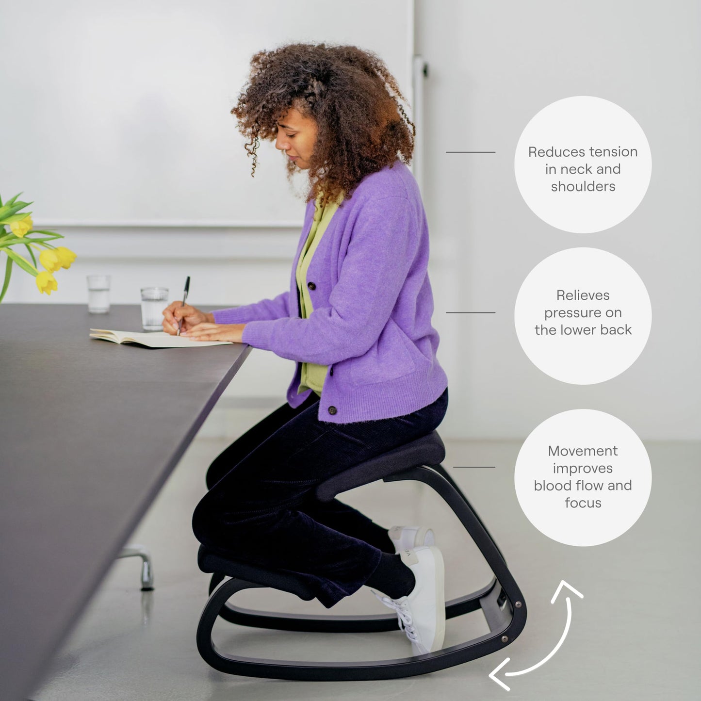 Varier Variable Ergonomic Office Kneeling Chair for Desk Forest – Back Pain Relief, Rocking Seat for Home, Study & Posture Support – 10 Year Quality Guarantee