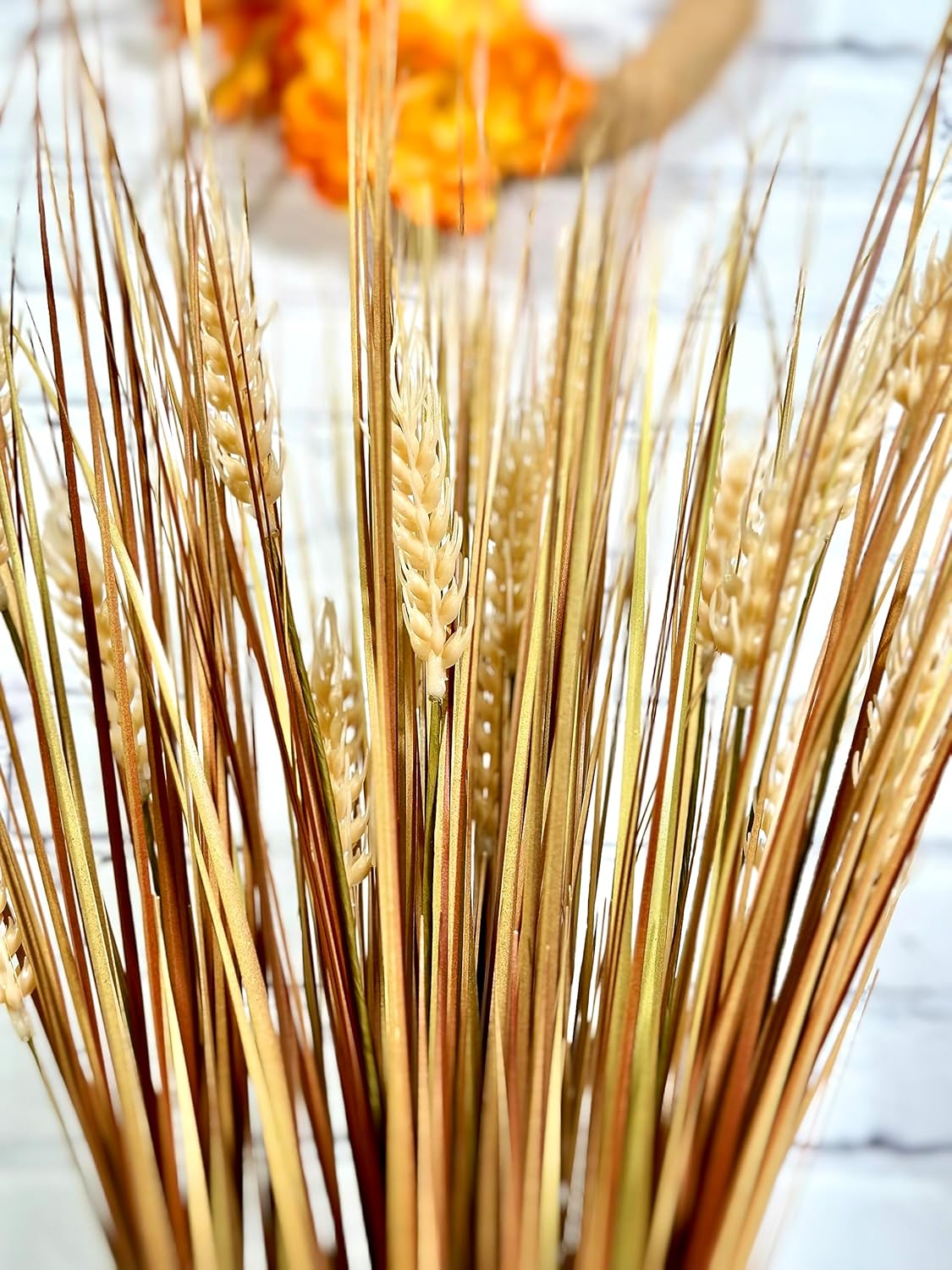 Admired By Nature 28" Artificial Wheat Grain Flowers & Grass Bush for Home Kitchen Office Wedding Fall Décor, Gold