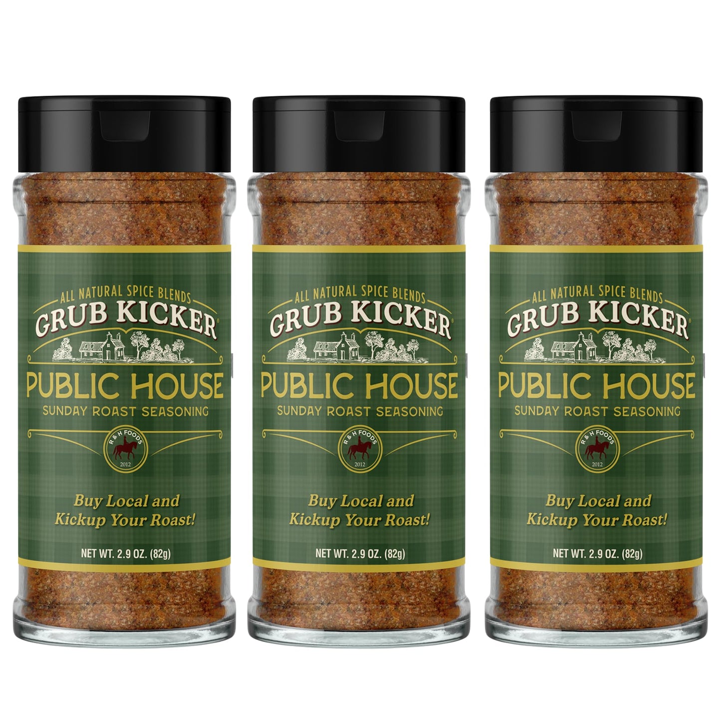 Grub Kicker Public House Sunday Roast Seasoning - 2.9 oz Bottle - Prime Rib, Pot Roast, and Beef Tenderloin Spice Rub - Perfect for Slow Cooker Meals and Savory Dishes - 3 Pack