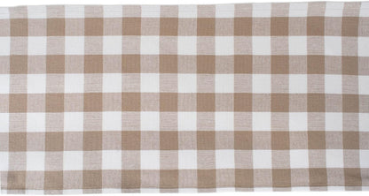 DII - Heavyweight Fringed Check Table Runner, 14x72, Stone Brown