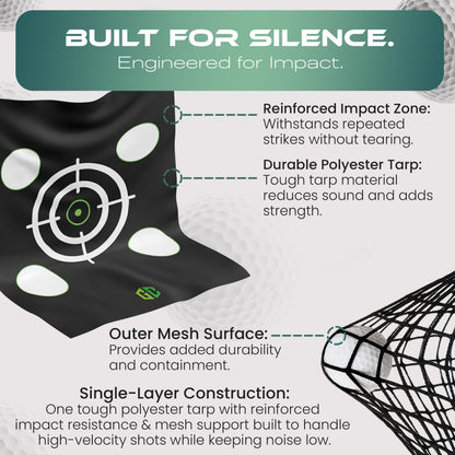 Heavy-Duty Golf Hitting Net 10x8x5.5 FT- Golf Practice Net with Silent Target Tarp, 4-Ply Net, Mat & Tee, Steel Tubes, Poles & Carry Bag - Golf Nets for Backyard, Indoor, Outdoor & Garage