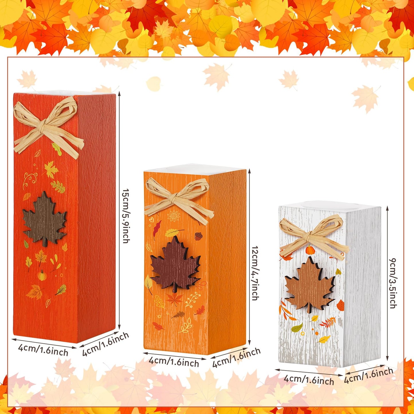 BBTO 3 Pcs Fall Wooden Table Decor Fall Tabletop Block Sign Farmhouse Thanksgiving Table Centerpiece Tiered Tray Decor for Autumn Harvest Home