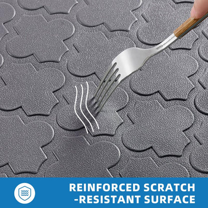 StepAura Kitchen Mats for Floor 2 Piece - Anti Fatigue Mats for Kitchen Floor - Non Slip Cushioned Rugs for Standing, Office, Sink, Laundry, Grey