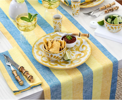 48 Inches 100% Summer 14 48 Inch Summer Solino Home Linen Table Runner - Cabana Stripe, Pure Linen Bright Stripe Small