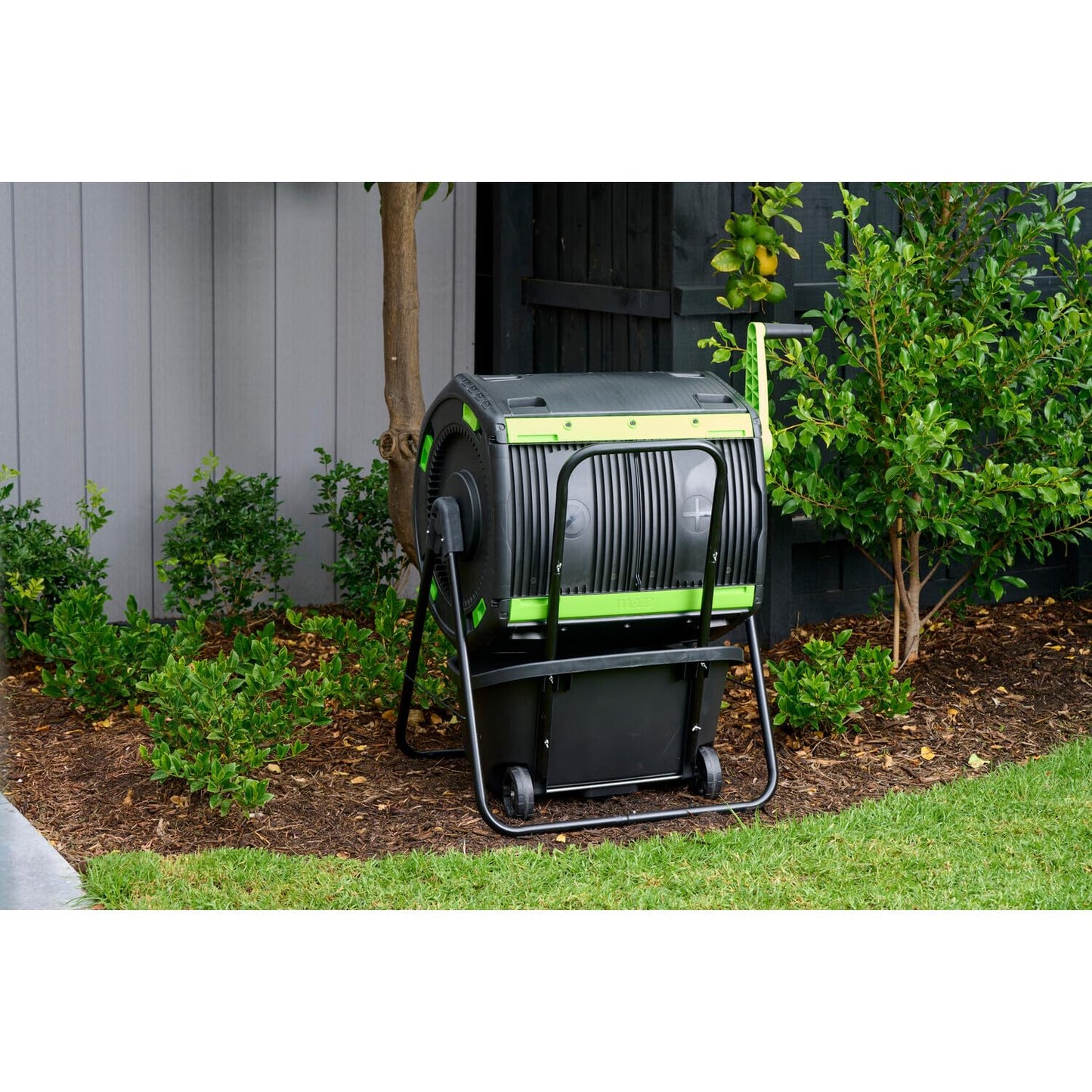 HomeStock Compost Tumbler 48 Gallon Dual Compartment - Geared Rotation & Cart Access