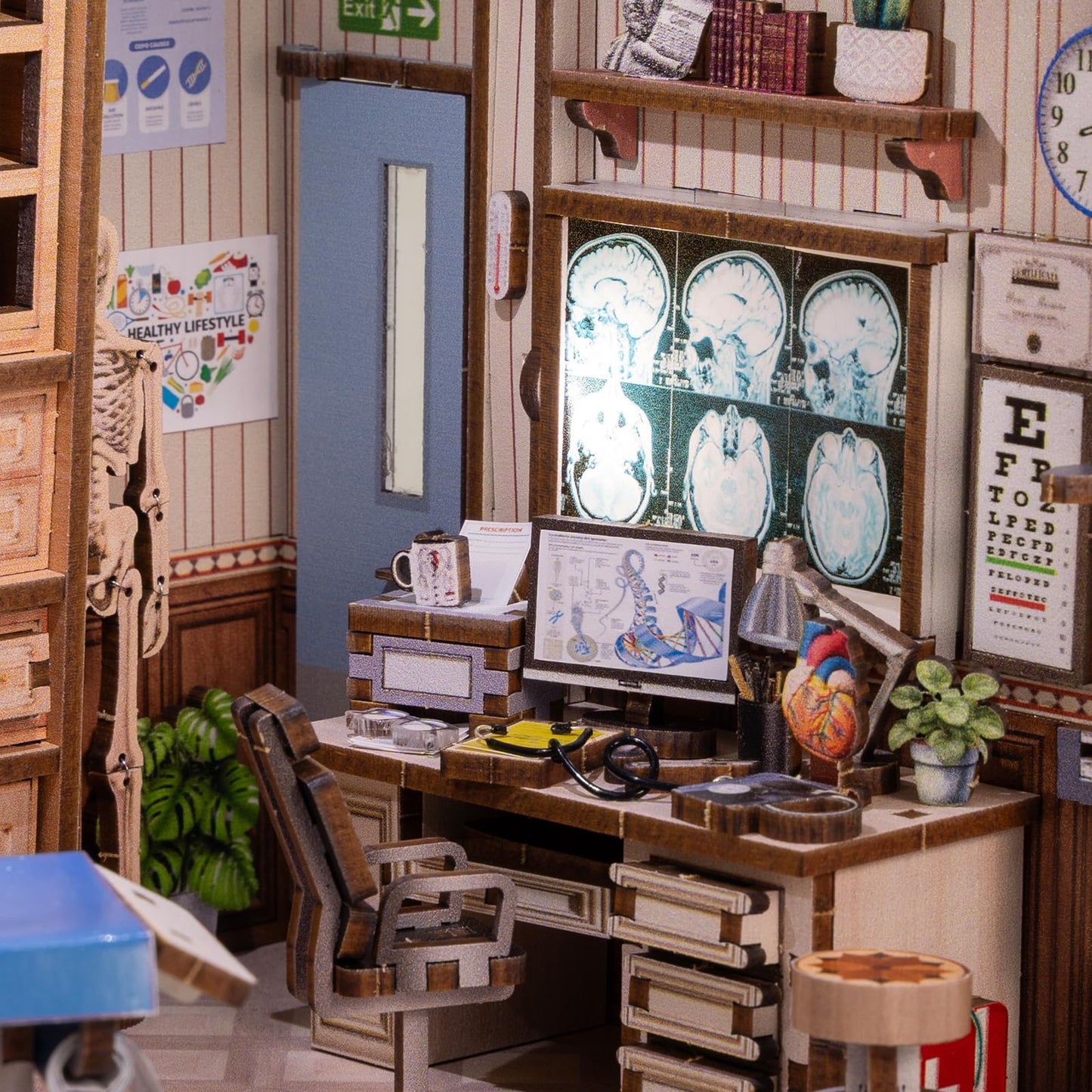 fifijoy Book Nook Kit - DIY Scene Miniature Kit, 3D Puzzle Miniature Dollhouse Booknook Kit, Bookshelf Insert Shelf Gifts for Book Lovers (Doctor's Office)
