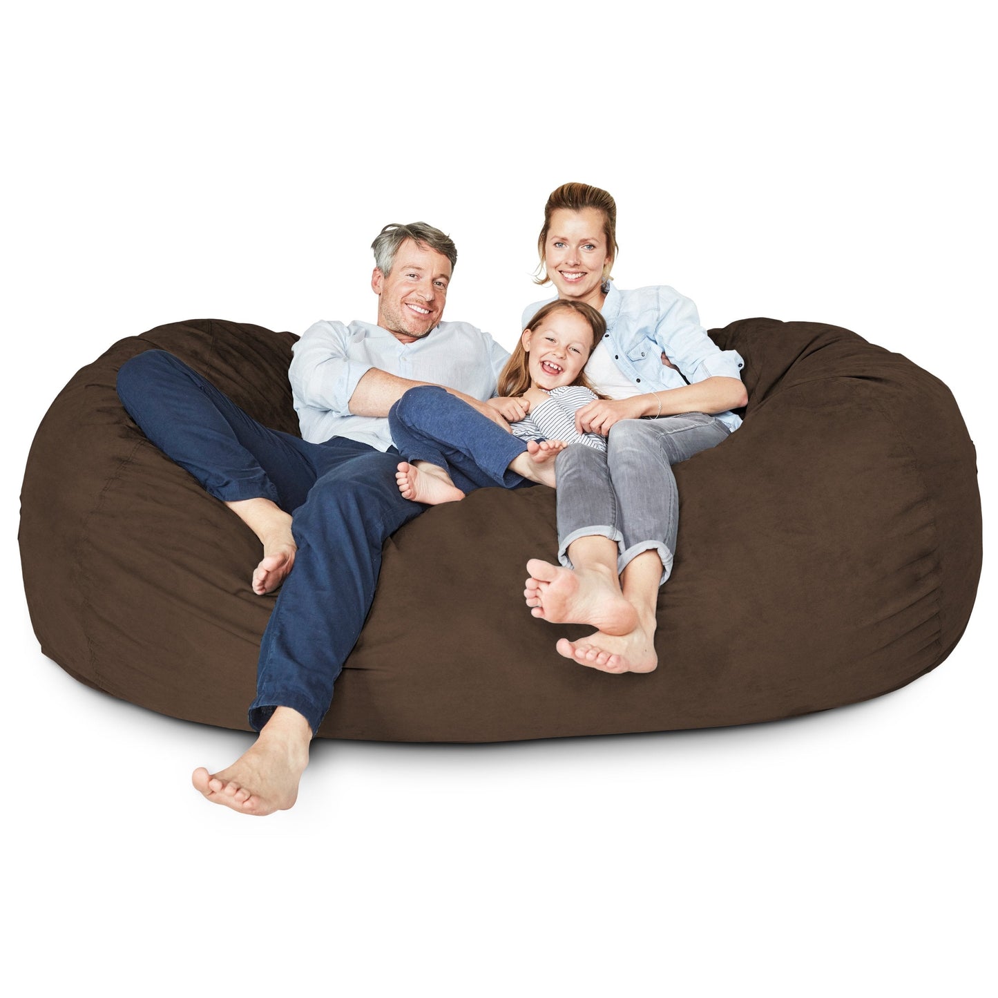 Lumaland Luxurious Giant 7ft Bean Bag Chair with Microsuede Cover - Ultra Soft, Foam Filling, Washable XXL Bean Bag Sofa for Kids, Teenagers, Adults - Sack Chair for Dorm, Family Room - Brown