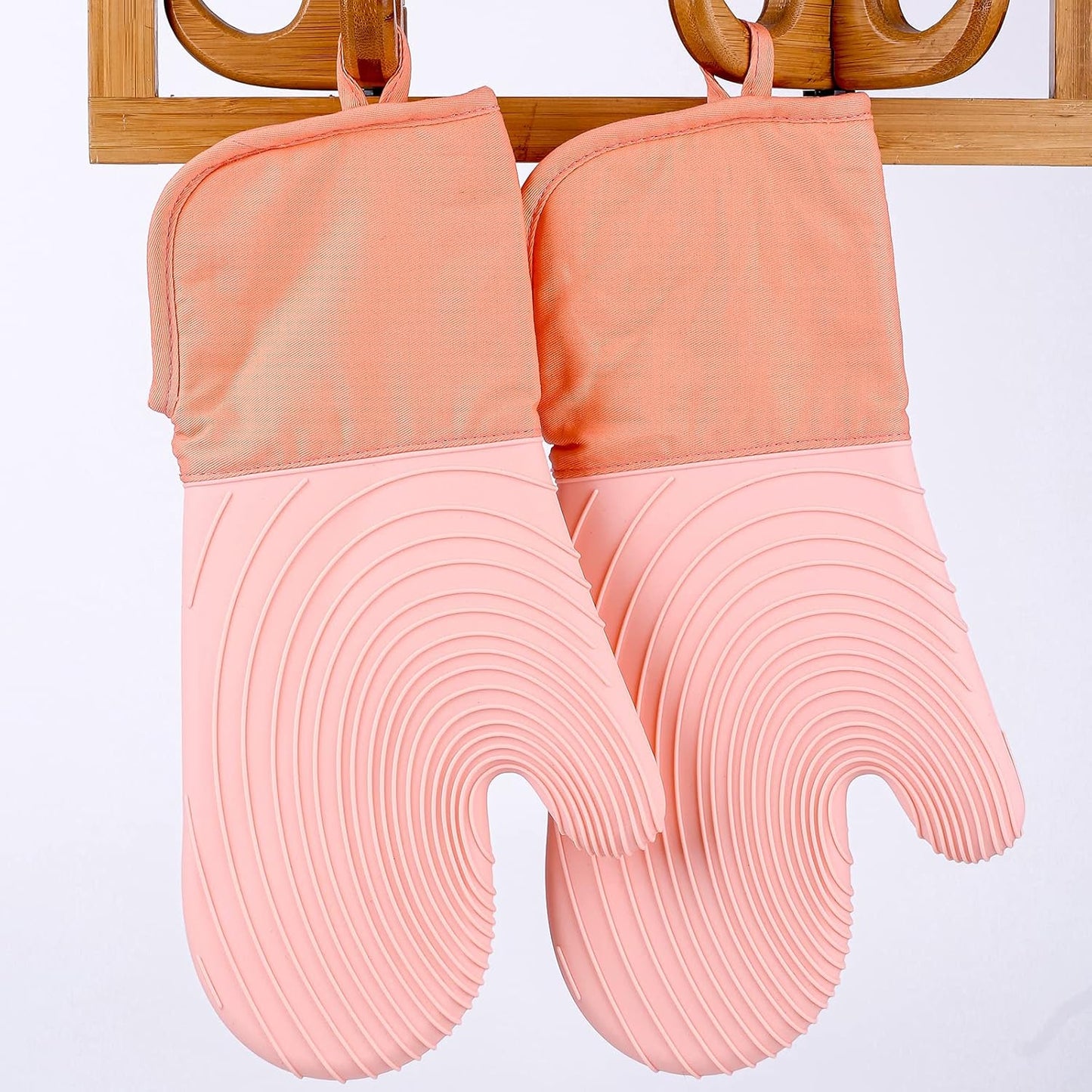 Silicone Oven Mitts with Extra Long Cuff - Heat Resistant Flexible Oven Mitt for Kitchen Baking Cooking, Machine