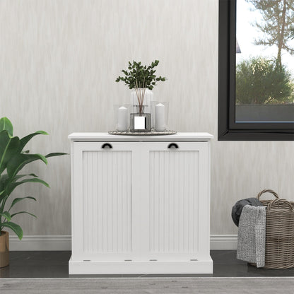 Contemporary Storage Cabinet, Two-Compartment Tilt-Out Laundry Sorter Cabinet, for Bathroom Hallway,for Kitchen Home