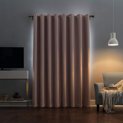 Sun Zero Nordic Theater Grade Extreme 100% Blackout Grommet Curtain Single Panel, 52" x 54", Blush Pink