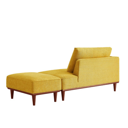 KEIKI 73" Upholstered Chaise Lounge Chair Indoor, Left-Hand Facing Long Chaise with Ottoman, Reading Lounge for Small Space Bedroom or Living Room, Yellow