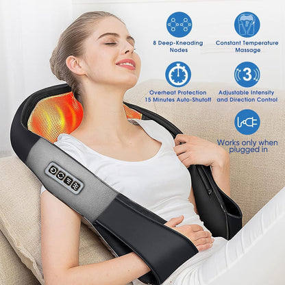 AERLANG Fathers Day Dad Gifts Neck Massger,Shiatsu Neck and Back Massager with Heating Neck and Shoulder Massager Deep Kneading Pillow for Massage Home Office Car Use Gifts for Women Men Dad Mom