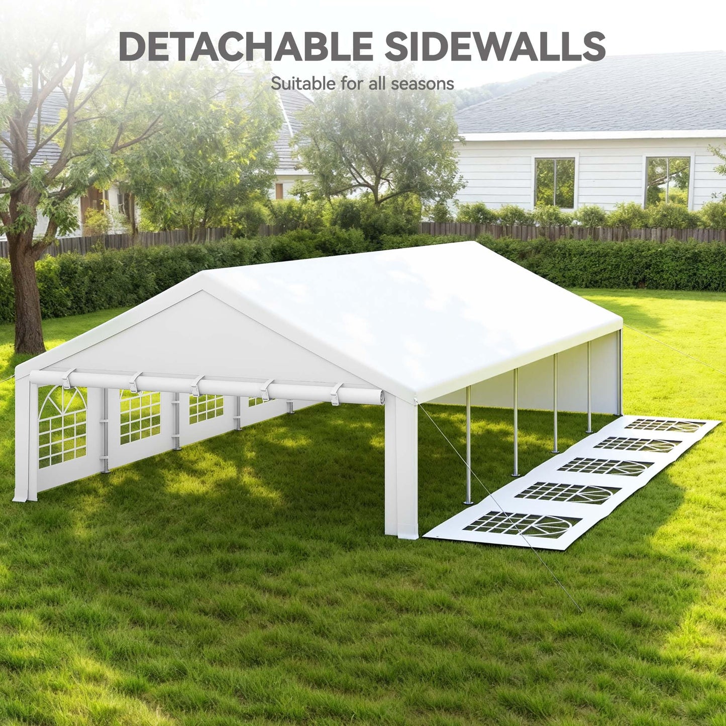 YITAHOME 20x33FT Heavy Duty Party Tent Outdoor Wedding Event Shelters Upgraded Galvanized Canopy with Large White Roof, Removable PVC Sidewalls & 3 Storage Bags carpa para Fiestas