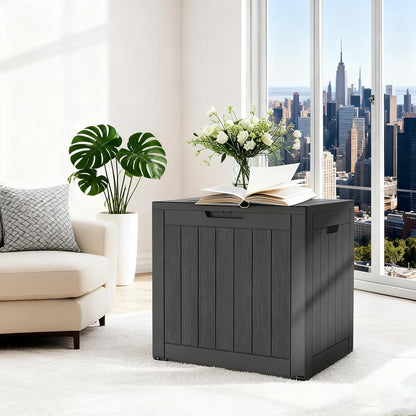 31 Mars Villa Gallon Deck Box, Waterproof Weatherproof and UV Resistant Resin Storage Bin with Lockable Lid
