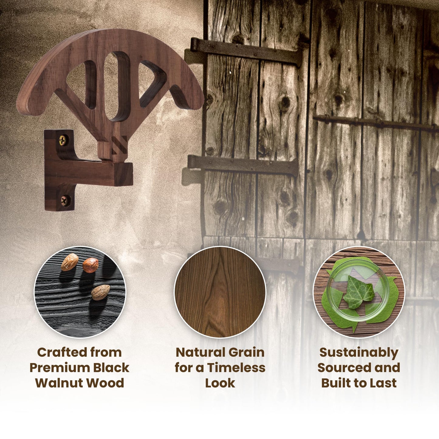ZUHSAN Cowboy Hat Rack for Wall Walnut Hat Hooks Cowboy Hat Holder Wooden Decor Rustic Hat Hanger for Storage Closet Bedroom Living Room Rust Western and Unique Gifts ASIN (2)