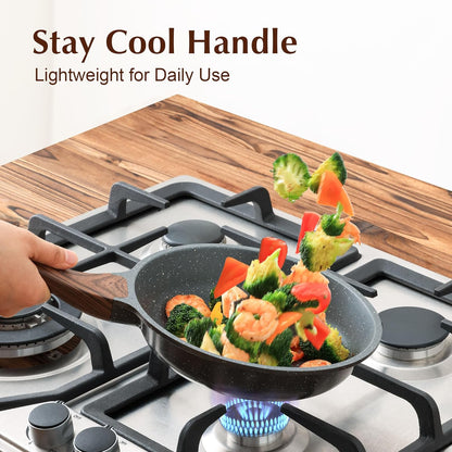 SENSARTE Nonstick Frying Pan - Healthy Omelet Skillet with Glass Lid | 8-Inch PFOA Free Cookware