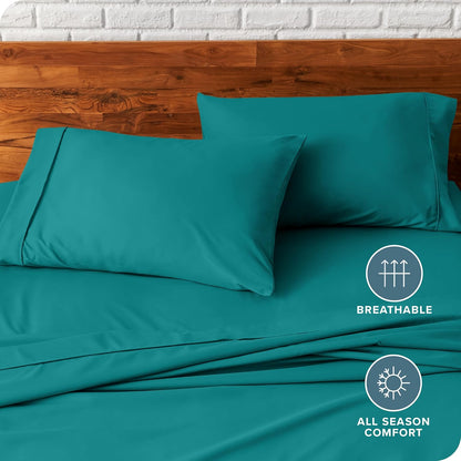 Bare Home Microfiber Pillow Cases, King Size Set of 2 Cooling Pillowcases, Double Brushed Emerald Pillowcases