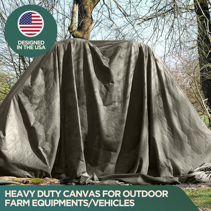 CCS Waterproof Canvas Tarp Cover (21oz) – Heavy Duty Duck Cloth, Waxed Canvas Tarpaulin with Rustproof Brass Grommets for Camping, Construction, Equipment & Outdoor Use (Olive Drab, 10x16 Ft)