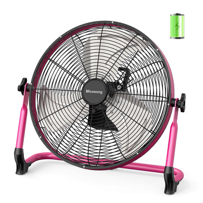 Micosong 18” Portable Battery Operated Fan, Rechargeable Cordless Camping Fan Outdoor, USB Output, 360° Tilt, 10~60h Runtime, Quiet, Wireless, Metal Blade, For Travel Gazebo Home Garage Gym RV Barn