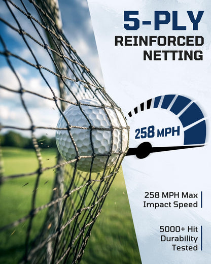 Haokelball Golf Hitting Net for Driving Real Balls, Indoor Chipping Practice Swing Training Nets with Side Barriers Impact Target, 10x8ft Heavy Duty Netting with Carry Bag for Backyard Outdoor Use