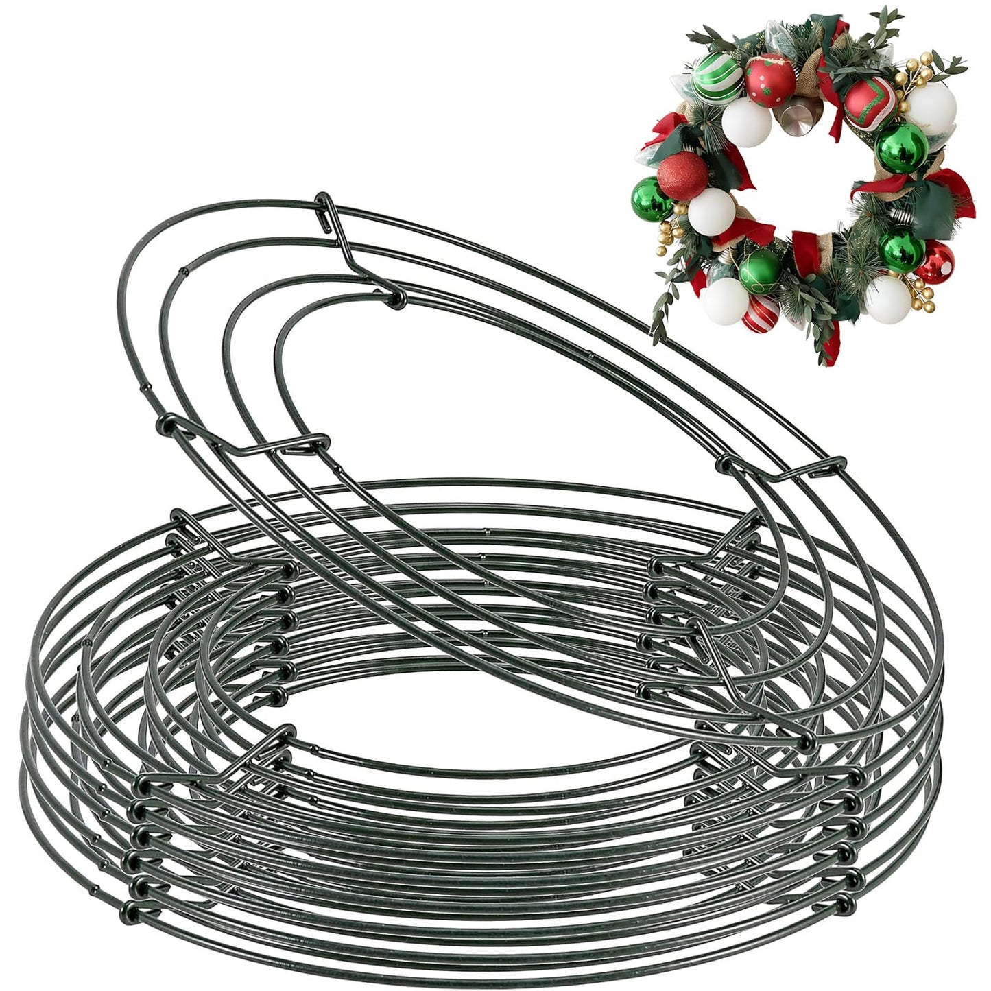 JEUIHAU 15 Pack 10 Inches Round Wire Wreath Frames, Green Metal Floral Wreath Frame, Wire Wreath Rings for Christmas New Year Party Home Decor DIY Crafts Supplies