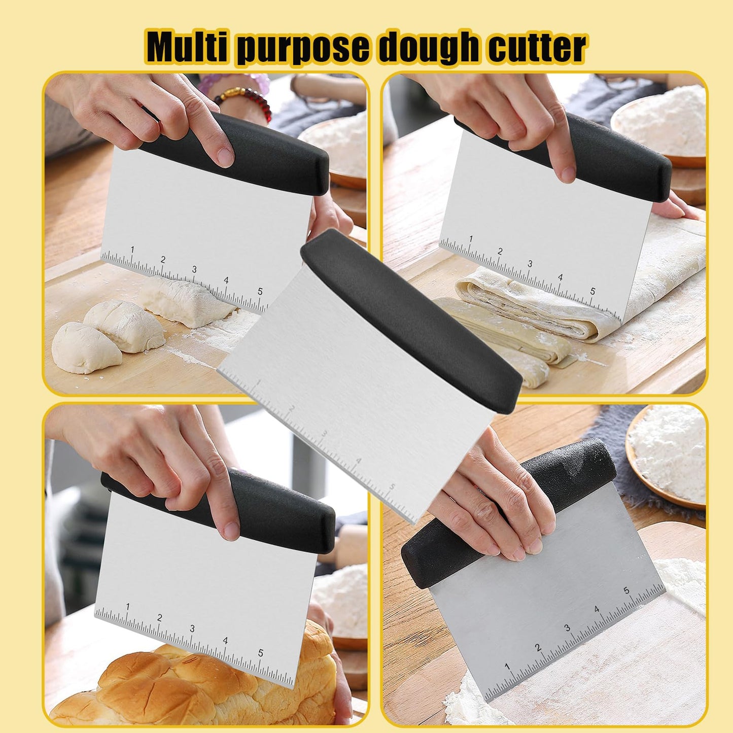 Jierjiaas Danish Dough with Sourdough Scoring Tool-Bread Whisk Set of 6 Pieces-Dough Hook,Dutch Whisk,Bread Lame,Bench Scraper & Pastry Brush Bread Making Tools and Baking Supplies