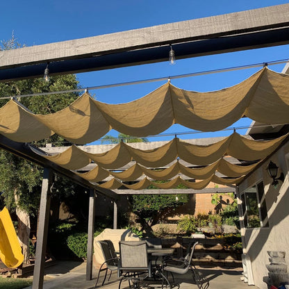 Retractable Patio Shade Canopy Replacement Cover, Polyester Sail with Slide-On Wire Cable & Mounting Kits for Pergola, Deck, Garden, Yard Awning