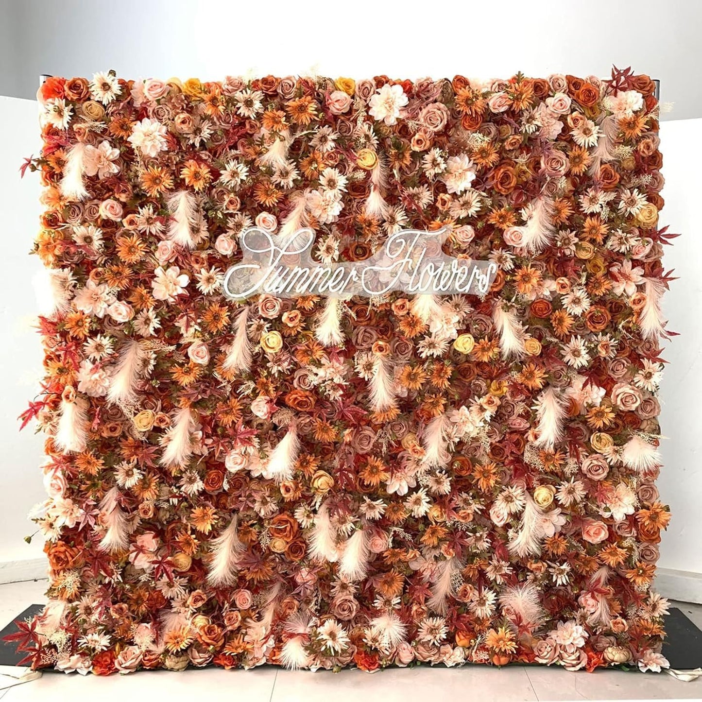 ERoomQ Artificial Flower Wall Panels, Flower Wall Mat Simulation Floral Cloth Bottom Silk Rose Flower Panels for Backdrop Wedding Wall Decoration,3M*3M