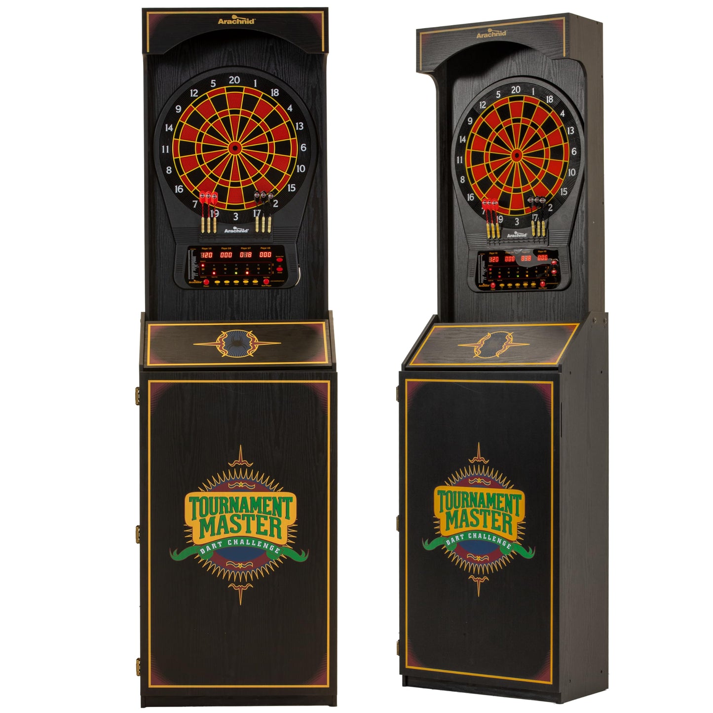Arachnid Cricket Pro 650 Standing Electronic Dartboard with 24 Games, 132 Variations, and 6 Soft-Tip Darts Included, Brown,E650FS-BK3