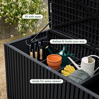 Veradek Everything Deck Box 120 Gallon | Lockable Storage Box and Organization for Patio Furniture, Outdoor Cushions, Throw Pillows, and Garden Tools