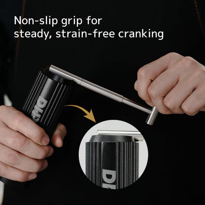 DHPO Sky-Two Manual Coffee Grinder With 7 Axis Stainless Steel Conical Burr Mill, Portable Hand Coffee Grinder With Foldable Handle For Espresso, Drip, French Press, Camping, Travel, Home, Black