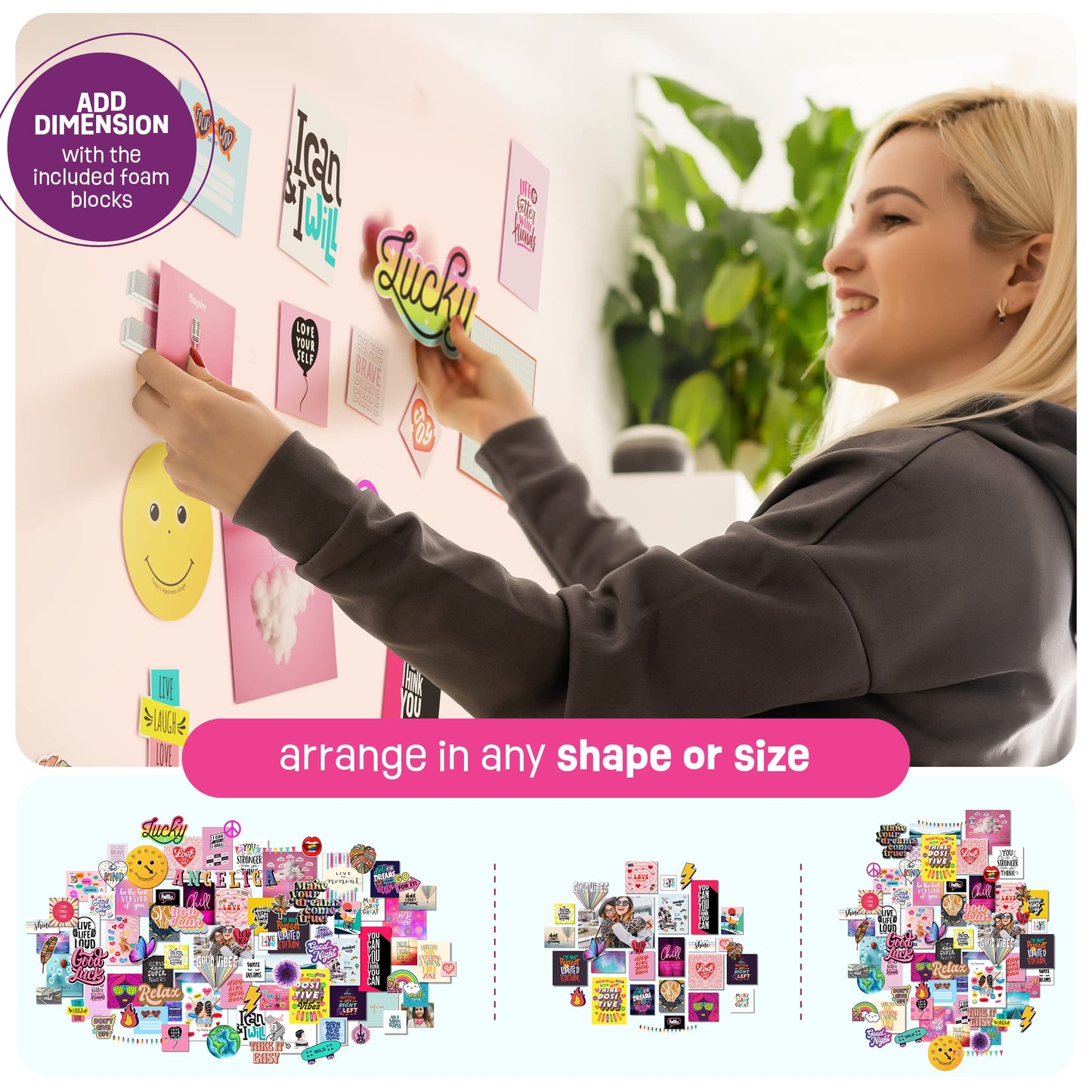 Pretty Me Wall Collage Kit for Teen & Tween Girls - Arts Craft Easter Gift Ideas for Age 11, 12,13, 14, 15, 16 Year Old Girl - Birthday Gifts for Teenage Bedroom Decor - Teens Creative Crafts Kits
