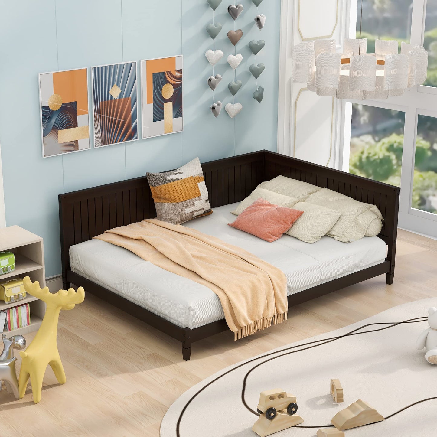 Merax Full Size Daybed Espresso Wood Sofa Bed