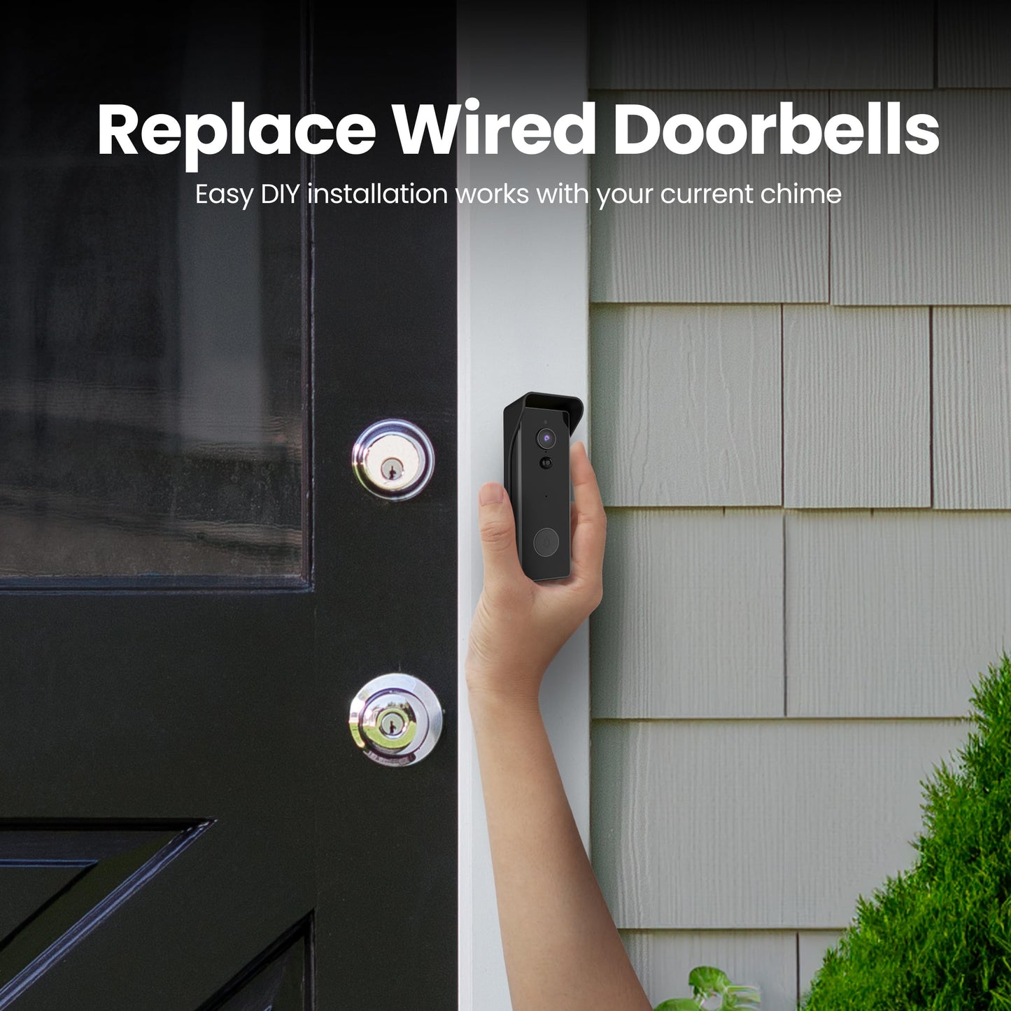Feit Electric Doorbell Camera, 2.4 GHz WiFi, No Hub, Two-Way Audio, Motion Detection, Night Vision, 1080p HD, Micro SD Card Storage, Wireless Chime Included, Hardwired, CAM/Door/WiFi