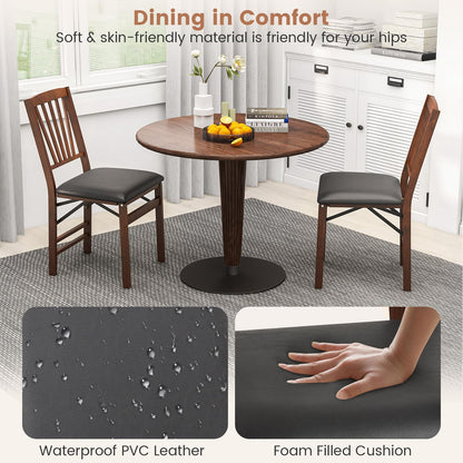 KOTEK Folding Dining Chairs Set of 4, Wooden Kitchen Chairs with Padded Seat & Solid Wood Frame, 400 LBS Weight Capacity, No Assembly Foldable Chair for Dining Room, Living Room