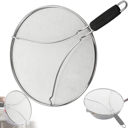 Splatter Screen for Cooking, Perforated Stainless Steel,13 Inch Stainless Steel Grease Splatter Guard, Comfortable Grip, Shield from Splashing Oil