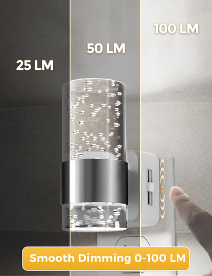 L LOHAS LED Night Light,Dimmable Night Lights Plug into Wall, 2 Pack Acrylic Nightlights with 0-100 LM Adjustable Brightness, 3000K Plug in Night Light with Dusk to Dawn Sensor, for Bathroom Hallway