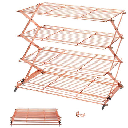 Geesta 2/3/4-Tier Collapsible Cooling Rack with Adjustable 3 Setting Design Stackable Cooling Roasting Cooking for Cookies Baking - Copper Cooking Utensils