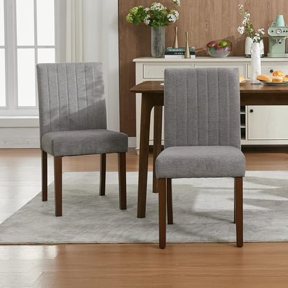 Garvee Upholstered Dining Chairs Set of 4, Button Tufted Parsons Chairs with Wood Legs and Padded Seat, Modern Fabric Side Chairs for Dining Room Kitchen Farmhouse Hotel, Gray