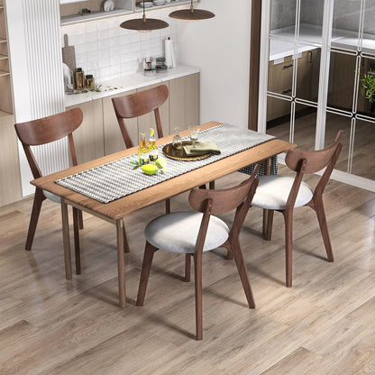 ERGOMASTER Mid-Century Modern Dining Chairs, Rubber Wood Chairs with Curved Back for Home, Kitchen, Dining Room, Restaurant (Set of 6)