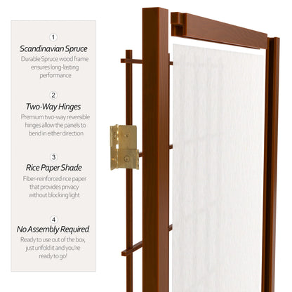 Oriental Furniture 7 ft. Tall Window Pane Shoji Screen - Walnut - 5 Panels