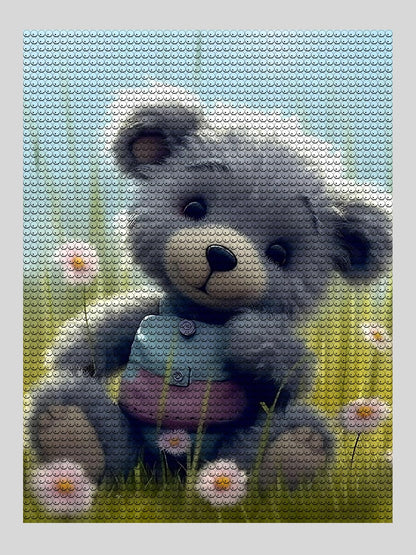Christmas Gift Teddy Bear with Flowers 5D Diamond Art Kits for Adults Beginner, Full Drill Crystal Rhinestone Embroidery Craft Kits for Home Decor Gifts for New Year's Day Valentine's Day 12x16 inch