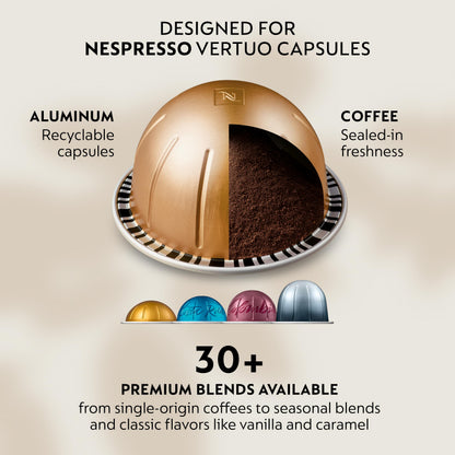 Nespresso Vertuo Pop+ Deluxe Coffee and Espresso Maker by Breville with Milk Frother, Matte Black Gold