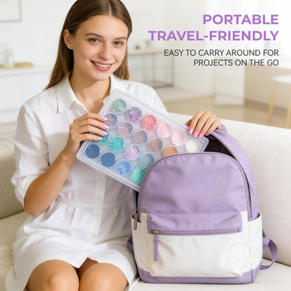 MOLEDINO 48 Slots Diamond Art Storage with 4cm Wide Mouth Jars and Foam Insert, Bead Organizer with Sticker Labels for Diamond Painting Beads (2 Pack)