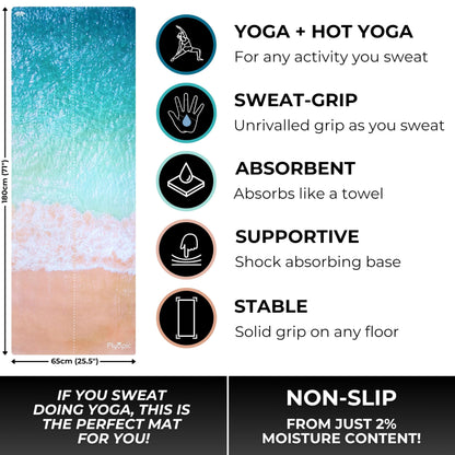 Plyopic. All In One Yoga Mat | Luxury Sweat-Grip Mat/Towel Combo | Ideal for Yoga, Hot Yoga, Bikram, Pilates, Workout & Exercise | Eco-Friendly Natural Rubber