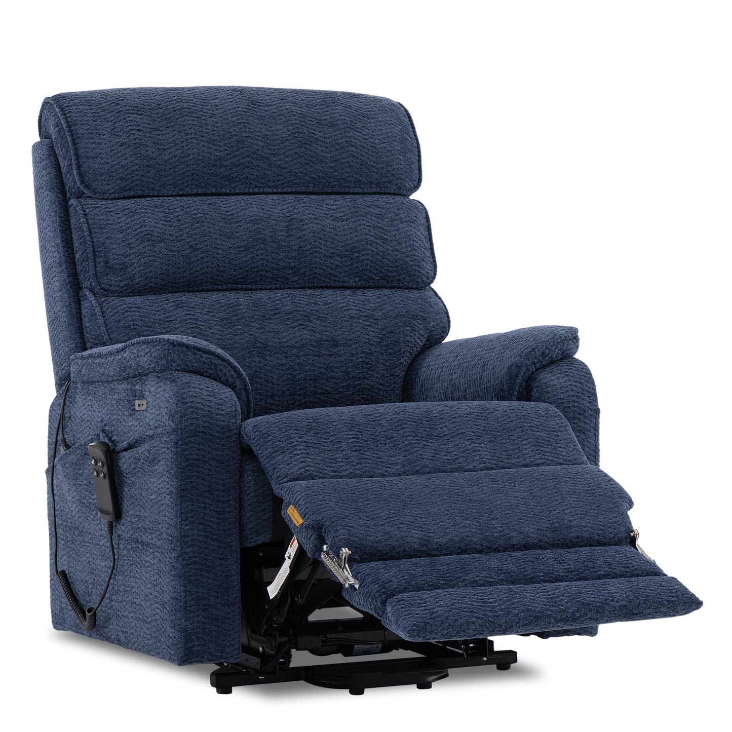 DYNOX Oversized 400 lbs Power Lift Recliner Chair for Big and Tall Elderly, Dual Motor Lay Flat Lift Chair with Heat & Massage, Extended Footrest, 9298L, Chenille Blue
